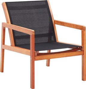 vidaXL krzesło ogrodowe, czarne, lite drewno eukaliptusowe i textilene (48701) 1