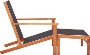vidaXL krzesło ogrodowe z podnóżkiem, czarne, eukaliptus i textilene (48700) 3