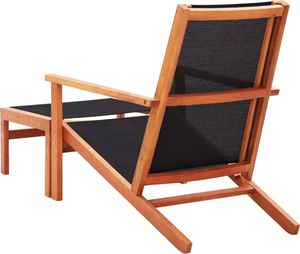 vidaXL krzesło ogrodowe z podnóżkiem, czarne, eukaliptus i textilene (48700) 4