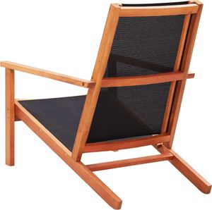 vidaXL krzesło ogrodowe, czarne, lite drewno eukaliptusowe i textilene (48699) 4