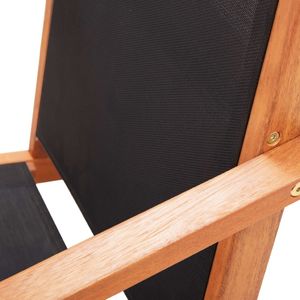 vidaXL krzesło ogrodowe, czarne, lite drewno eukaliptusowe i textilene (48699) 5