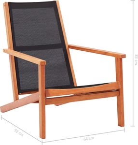 vidaXL krzesło ogrodowe, czarne, lite drewno eukaliptusowe i textilene (48699) 7