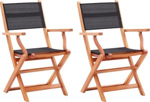 vidaXL składane krzesła ogrodowe 2 sztuki czarne, eukaliptus i textilene (48692) 1