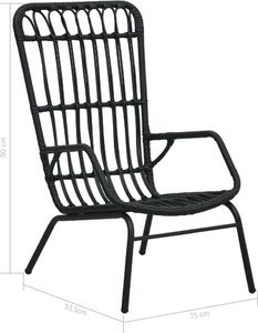 vidaXL fotel ogrodowy, polirattan, czarny (48581) 7