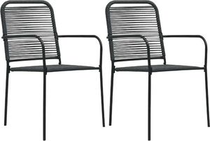 vidaXL krzesła ogrodowe, 2 sztuki, sznurek bawełniany i stal, czarne (48568) 1