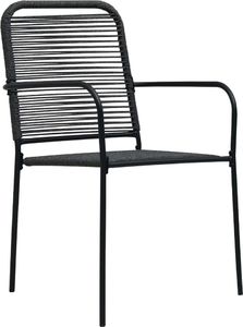 vidaXL krzesła ogrodowe, 2 sztuki, sznurek bawełniany i stal, czarne (48568) 2