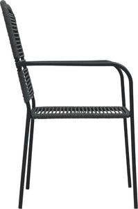 vidaXL krzesła ogrodowe, 2 sztuki, sznurek bawełniany i stal, czarne (48568) 4
