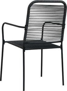vidaXL krzesła ogrodowe, 2 sztuki, sznurek bawełniany i stal, czarne (48568) 5