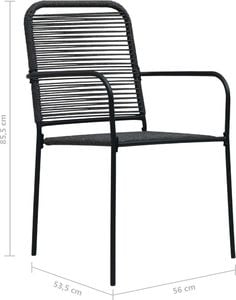 vidaXL krzesła ogrodowe, 2 sztuki, sznurek bawełniany i stal, czarne (48568) 7