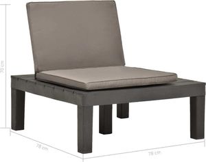 vidaXL siedzisko ogrodowe z poduszką, plastik, antracytowe (48826) 7