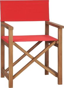 vidaXL krzesło reżyserskie, lite drewno tekowe, czerwone (47414) 1