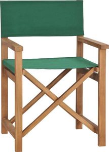 vidaXL krzesło reżyserskie, lite drewno tekowe, zielone (47413) 1