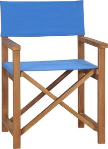vidaXL krzesło reżyserskie, lite drewno tekowe, niebieskie (47412) 1