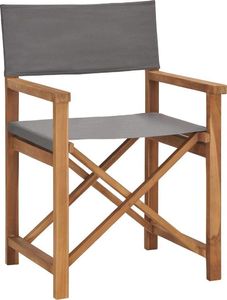vidaXL krzesło reżyserskie, lite drewno tekowe, szare (47411) 1