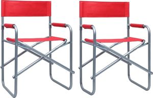 vidaXL krzesła reżyserskie, 2 sztuki, stalowe, czerwone (47919) 1