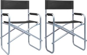 vidaXL krzesła reżyserskie, 2 sztuki, stalowe, czarne (47918) 1