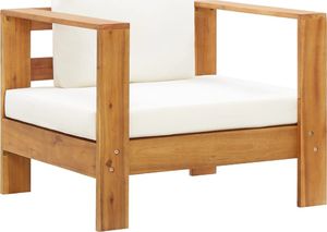 vidaXL krzesło ogrodowe z poduszką, kremowe, lite drewno akacjowe (47272) 1