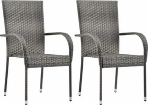vidaXL sztaplowane krzesła ogrodowe, 2 sztuki, szare, polirattan (46464) 1
