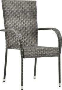 vidaXL sztaplowane krzesła ogrodowe, 2 sztuki, szare, polirattan (46464) 2