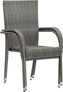 vidaXL sztaplowane krzesła ogrodowe, 2 sztuki, szare, polirattan (46464) 3