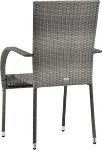 vidaXL sztaplowane krzesła ogrodowe, 2 sztuki, szare, polirattan (46464) 6