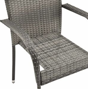 vidaXL sztaplowane krzesła ogrodowe, 2 sztuki, szare, polirattan (46464) 8