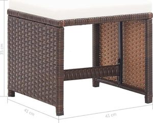 vidaXL stołki barowe, 2 sztuki, z poduszkami, polirattan, brązowe (46417) 7