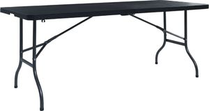 vidaXL składany stolik, czarny 180x75x72 cm, HDPE, imitacja rattanu (48831) 1