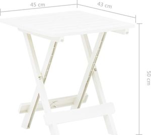 vidaXL składany stolik ogrodowy, biały, 45x43x50 cm, plastikowy (48808) 7