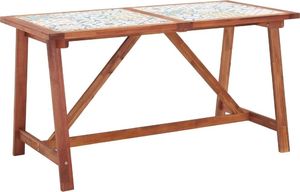 vidaXL stół ogrodowy, 140x70x75 cm, blat z płytek i drewno akacjowe (46317) 1