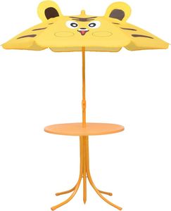 vidaXL 3 częściowy dziecięcy zestaw mebli do ogrodu, z parasolem, żółty (48100) 2