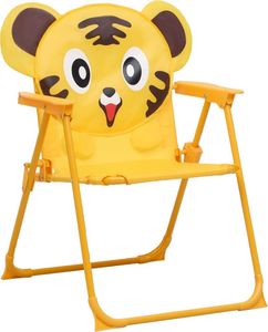 vidaXL 3 częściowy dziecięcy zestaw mebli do ogrodu, z parasolem, żółty (48100) 4