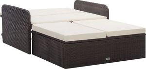 vidaXL 2 częściowy zestaw wypoczynkowy do ogrodu, poduszki, rattan PE, brąz (46079) 3