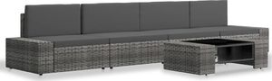 vidaXL 5 częściowy zestaw wypoczynkowy do ogrodu, rattan PE, szary (3054606) 2