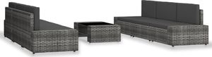 vidaXL 7 częściowy zestaw wypoczynkowy do ogrodu, rattan PE, szary (3054602) 2
