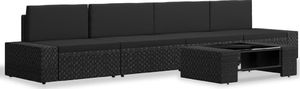 vidaXL 5 częściowy zestaw wypoczynkowy do ogrodu, rattan PE, czarny (3054582) 2