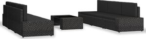 vidaXL 7 częściowy zestaw wypoczynkowy do ogrodu, rattan PE, czarny (3054578) 2