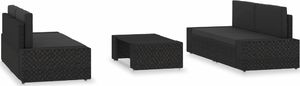 vidaXL 5 częśiowy zestaw wypoczynkowy do ogrodu, rattan PE, czarny (3054575) 2