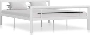 vidaXL Rama łóżka, biało-czarna, metalowa, 160 x 200 cm 1