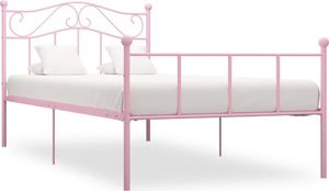 vidaXL Rama łóżka, różowa, metalowa, 100 x 200 cm 1