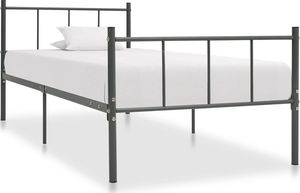 vidaXL Rama łóżka, szara, metalowa, 90 x 200 cm 1