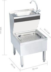 Zlewozmywak vidaXL Umywalka gospodarcza z kranem, wolnostojąca, stal nierdzewna (51116) 6