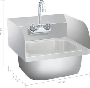 Zlewozmywak vidaXL Umywalka gospodarcza z kranem, stal nierdzewna (51115) 5