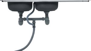 Zlewozmywak vidaXL  kuchenny z sitkiem i syfonem, dwukomorowy, stal nierdzewna 7