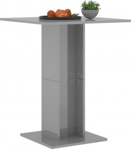 vidaXL Stolik bistro, wysoki połysk, szary, 60x60x75 cm, płyta wiórowa 3