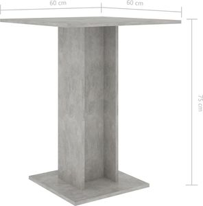 vidaXL Stolik bistro, szarość betonu, 60x60x75 cm, płyta wiórowa 6