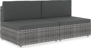 vidaXL sofa modułowa 2-osobowa, rattan PE, szara (49523) 1