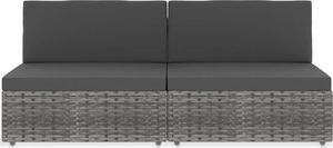 vidaXL sofa modułowa 2-osobowa, rattan PE, szara (49523) 2