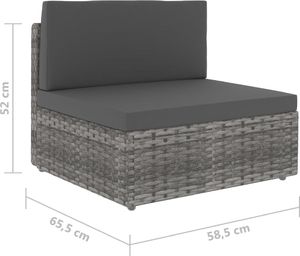 vidaXL sofa modułowa 2-osobowa, rattan PE, szara (49523) 7