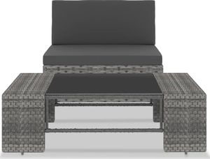 vidaXL 2 częściowy zestaw wypoczynkowy do ogrodu, rattan PE, szary (49522) 2